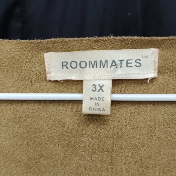 Western Fringe Vest Womens 3X Tan Faux Suede Cowboy Festival Boho Hippie Style - Picture 5 of 5